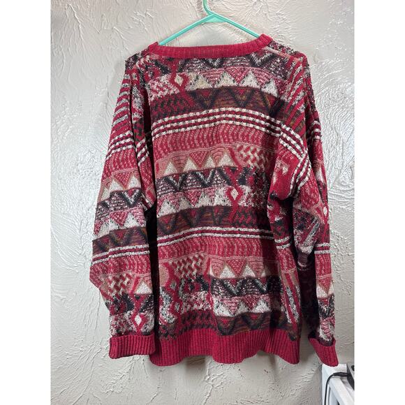 London‎ Fog 90's Cooking Cosby Style Knit Sweater Red Black Men’s Size Large - Picture 5 of 5